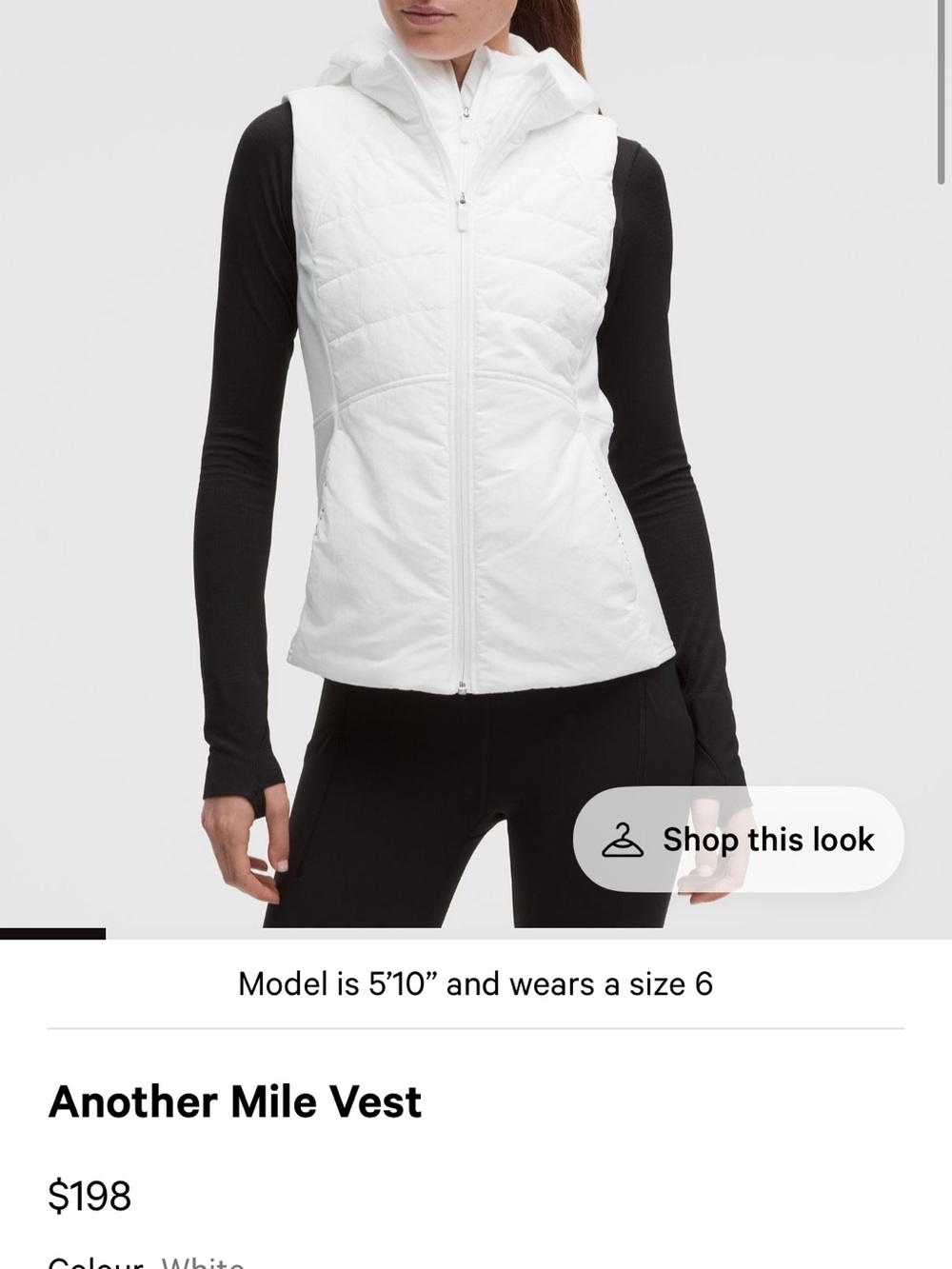 lululemon athletica White Quilted Hooded Vest